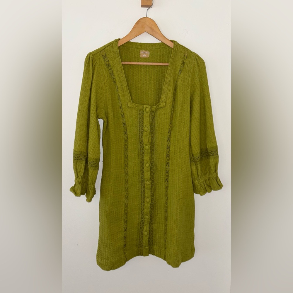 Free People Jules Mini Shift Dress NWT Color Golden Lime - Picture 3 of 10